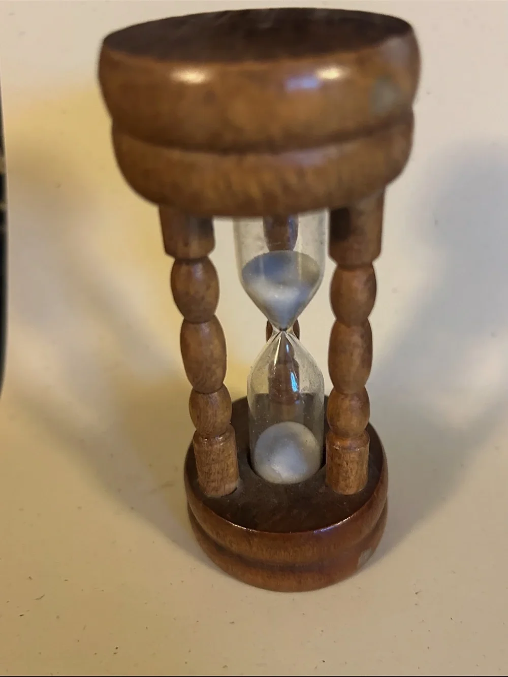 Wooden 3-Minute Hourglass Sand Timer 4” White Sand